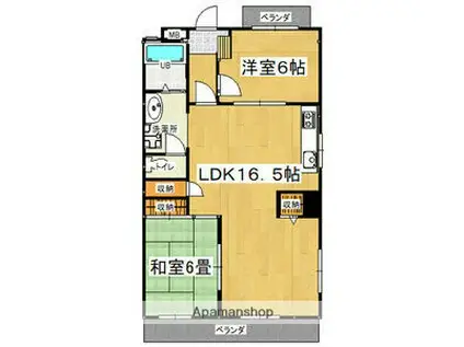 エンプレス名東(2LDK/2階)の間取り写真