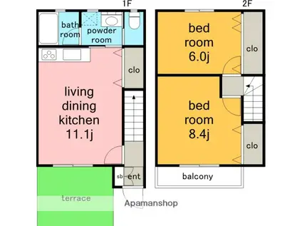 ハピネスサクラ.(2LDK)の間取り写真