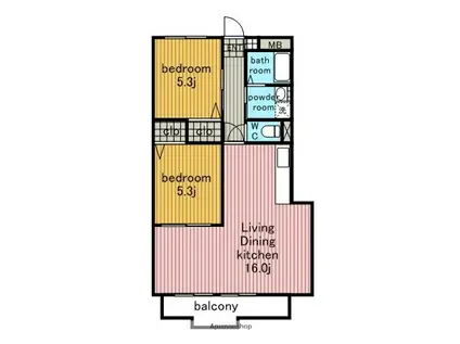 第二名昭ビル(2LDK/2階)の間取り写真