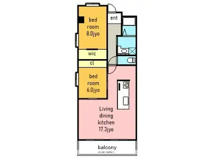 ベルハイツ司(2LDK/3階)の間取り写真