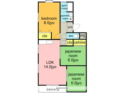 セレニール高間(3LDK/3階)の間取り写真
