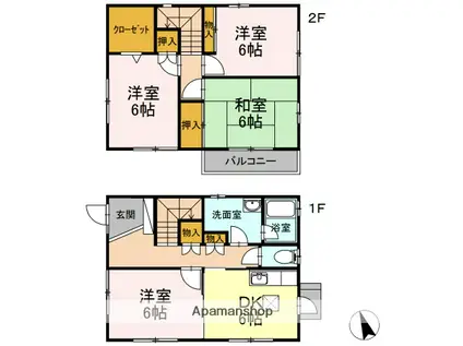 名古屋市東山線 本郷駅(愛知) バス乗車時間:8分 極楽バス停で下車 徒歩5分 2階建 築26年(4DK)の間取り写真