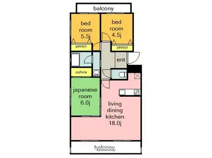 フリーエフ(3LDK/3階)の間取り写真