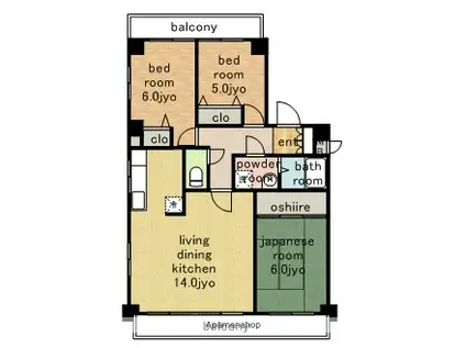 サン・カーフⅡ(3LDK/1階)の間取り写真
