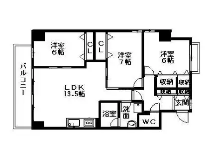 アーバンスクエアⅢ(3LDK/5階)の間取り写真