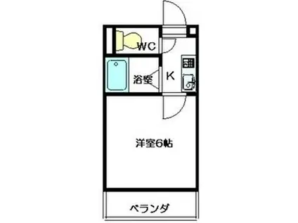 ジュネス富が丘(1K/2階)の間取り写真