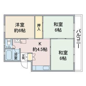 第2大幸ハイツ(3DK/4階)の間取り写真