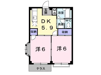 エルディム大塚Ⅰ(2DK/1階)の間取り写真