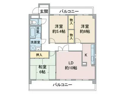 ソレイユ社ヶ丘(3LDK/1階)の間取り写真