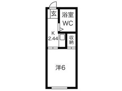 パシフィックハイツ(ワンルーム/1階)の間取り写真