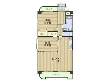 ハイムビーオールII(2LDK/5階)の間取り写真