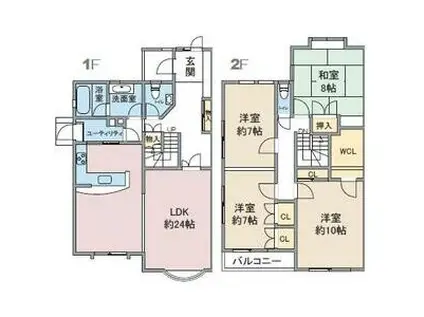 愛知高速東部丘陵線 杁ケ池公園駅 徒歩46分 2階建 築35年(4LDK)の間取り写真