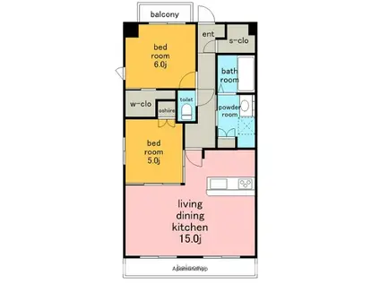 グロッシーライフ藤が丘(2LDK/4階)の間取り写真