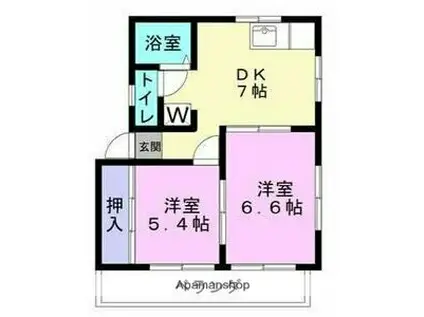 タウン竹の山(2DK/1階)の間取り写真