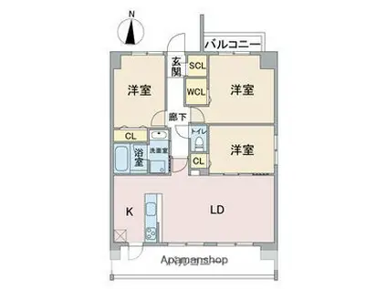 SOSIA ISSHA(3LDK/3階)の間取り写真