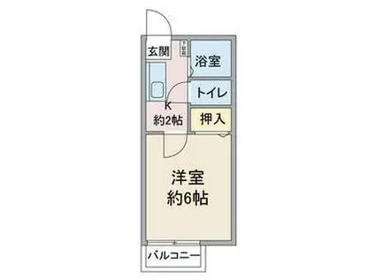 ビーライン・S(1K/2階)の間取り写真