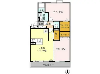 エトワール亀の井(2LDK/2階)の間取り写真