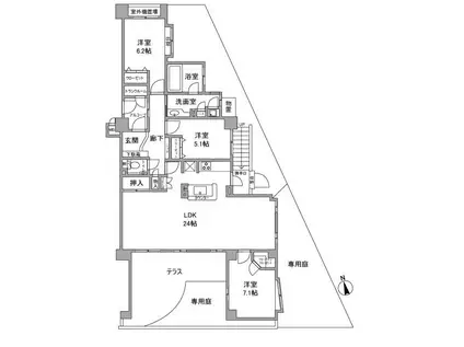 ユーフォリア虹ヶ丘(3LDK/1階)の間取り写真