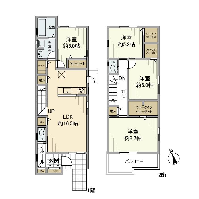 名古屋市東山線 本郷駅(愛知) バス乗車時間:12分 極楽バス停で下車 徒歩7分 2階建 築6年(4LDK)の間取り写真