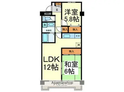レジデンスα(2LDK/3階)の間取り写真