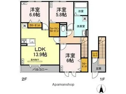 ベルネージュⅢ(3LDK/2階)の間取り写真