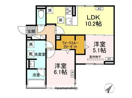 ルサンティエ一社(2LDK/3階)の間取り写真