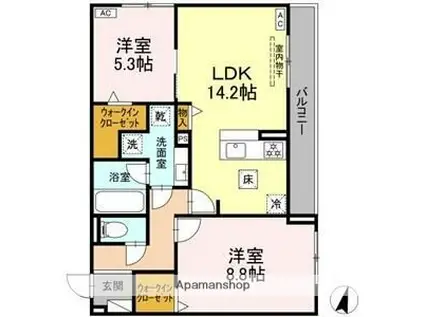 アメニティコート(2LDK/2階)の間取り写真