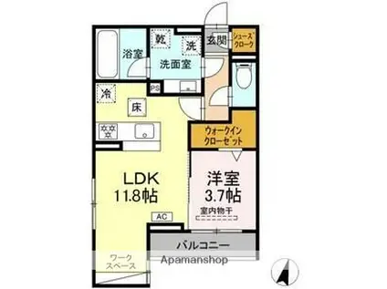 アメニティコート(1LDK/2階)の間取り写真