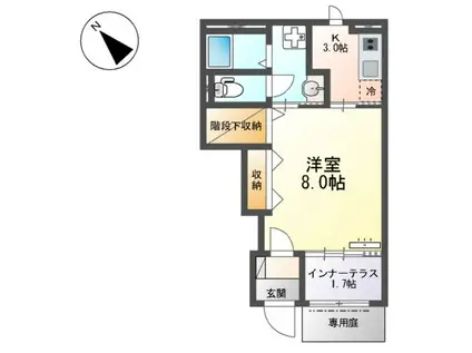 長久手市石場アパート(1K/1階)の間取り写真