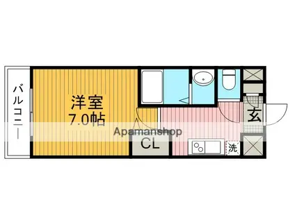 ハピネス美美(1K/4階)の間取り写真