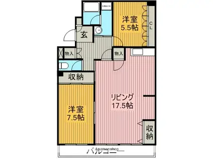 セリーヌ高針台(2LDK/2階)の間取り写真