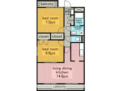 サンパーク一社(2LDK/1階)の間取り写真