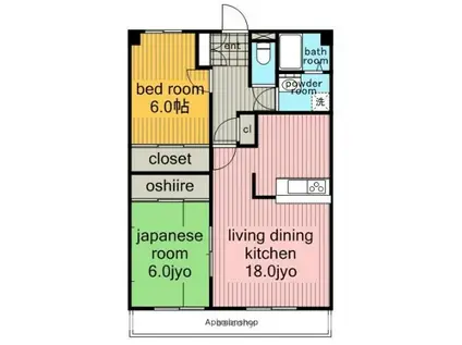 グレース牧の里 南棟(2LDK/2階)の間取り写真