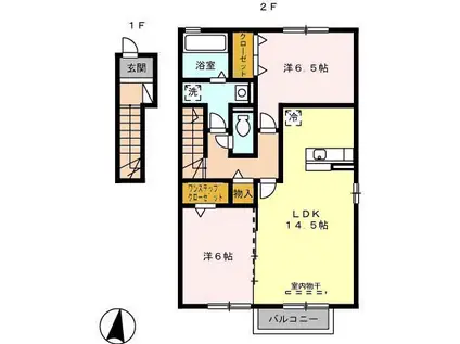リバーサイド香流(2LDK/2階)の間取り写真