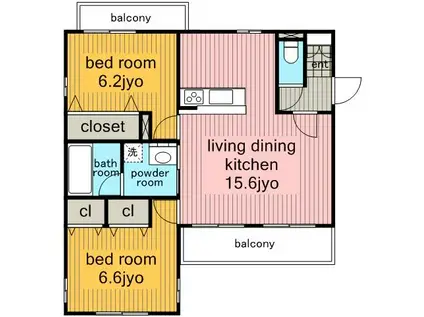 リスペクト(2LDK/3階)の間取り写真