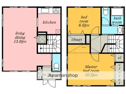アサヒレジデンス.(2LDK)の間取り写真