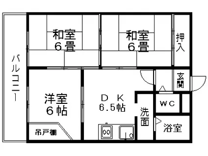 オオタかなれ川ハイツ(3DK/3階)の間取り写真