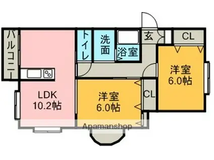 ロイヤルハイツ日和(1LDK/2階)の間取り写真