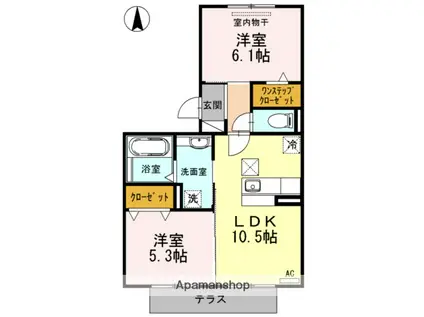 プルメリア(2LDK/1階)の間取り写真