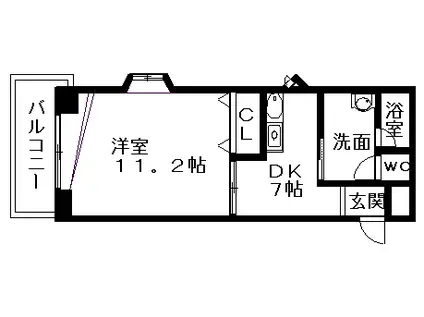 マウンテール(1DK/2階)の間取り写真