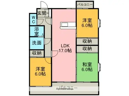 ジュネスSANOH(3LDK/3階)の間取り写真