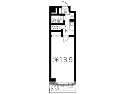星ヶ丘ゴディバ(1K/2階)の間取り写真