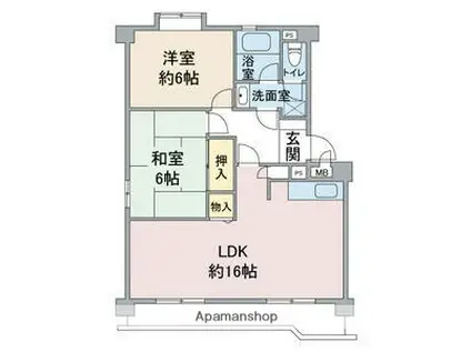 エステートカトー(2LDK/3階)の間取り写真