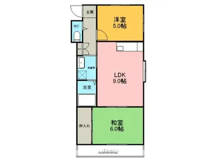 エクセル東丘(2DK/1階)の間取り写真