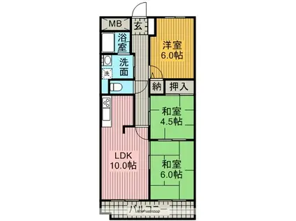 ヒルトップ藤ヶ丘(3LDK/5階)の間取り写真