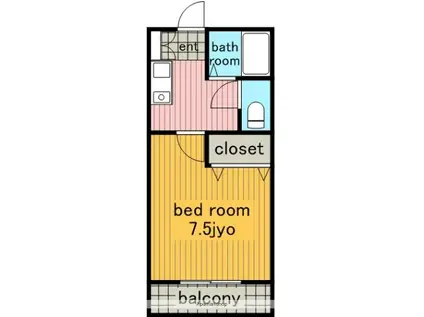 シャンボール花水木(1K/2階)の間取り写真