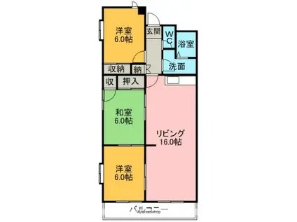 ヒルズ富士(3LDK/2階)の間取り写真