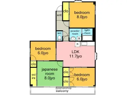 ランブル延珠(4LDK/5階)の間取り写真