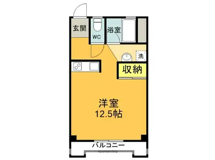 ヴィラ奥田第一(ワンルーム/3階)の間取り写真