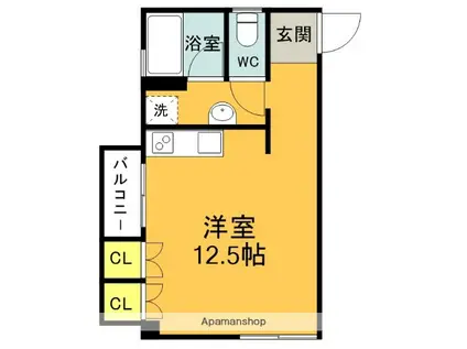 ヴィラ奥田第一(ワンルーム/3階)の間取り写真